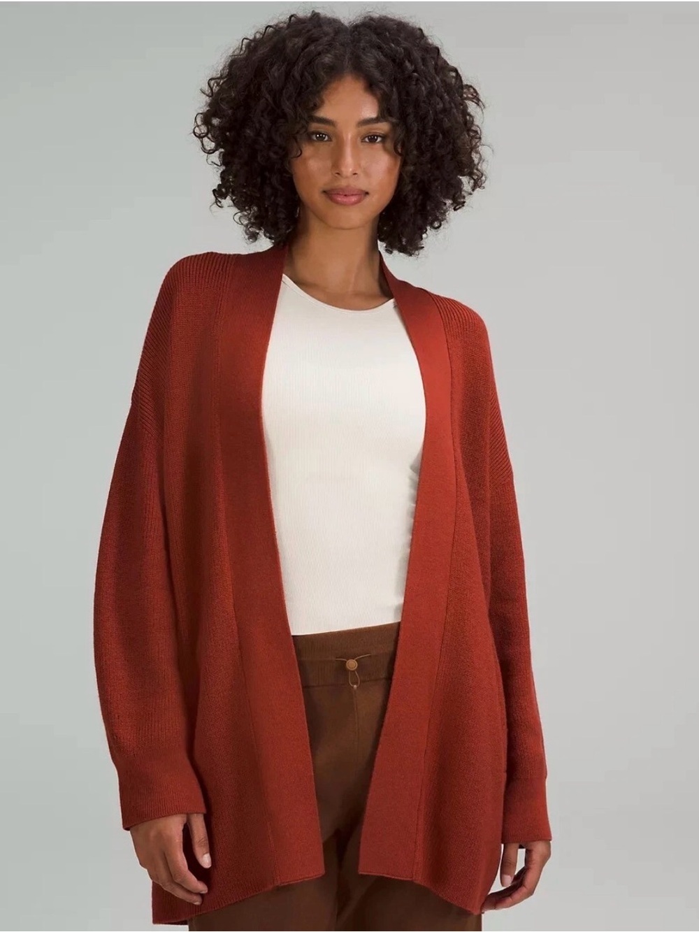 Lululemon Merino Wool Ribbed Long Wrap Sweater Cayenne